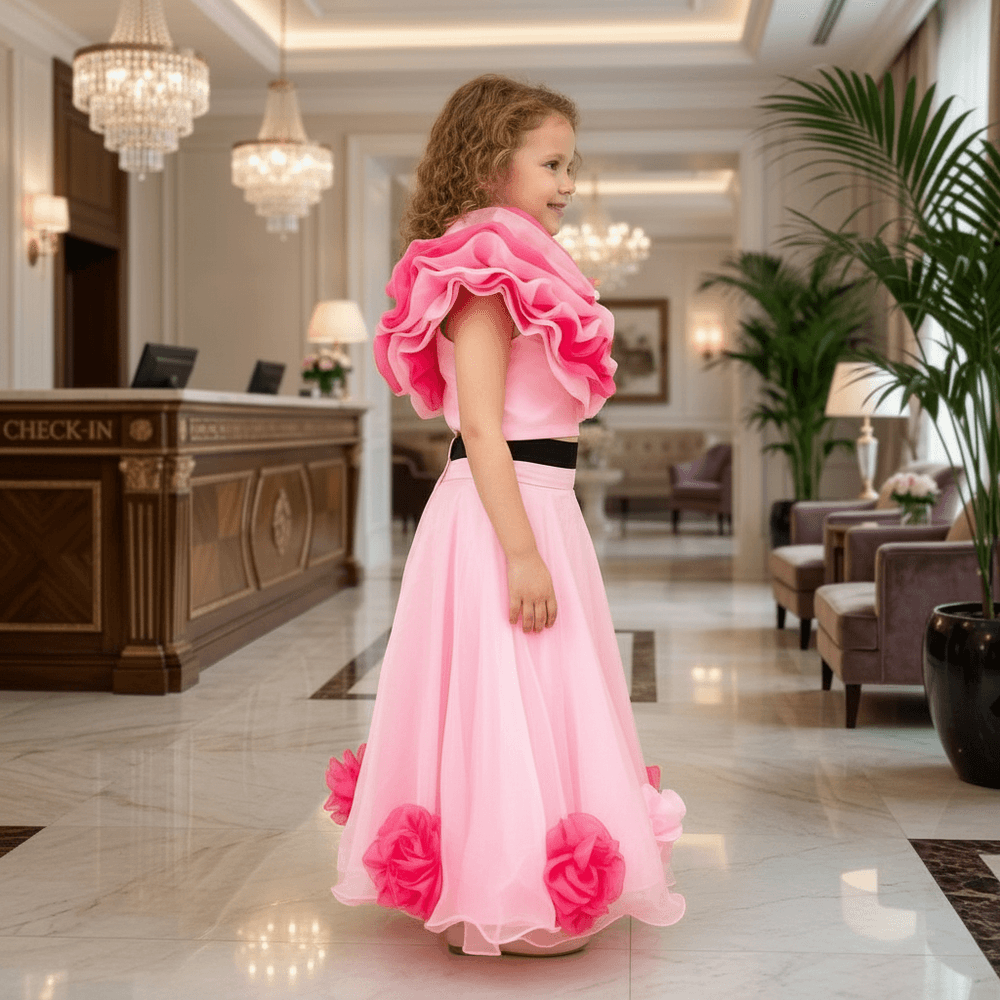 Girls light pink lehenga set M260188