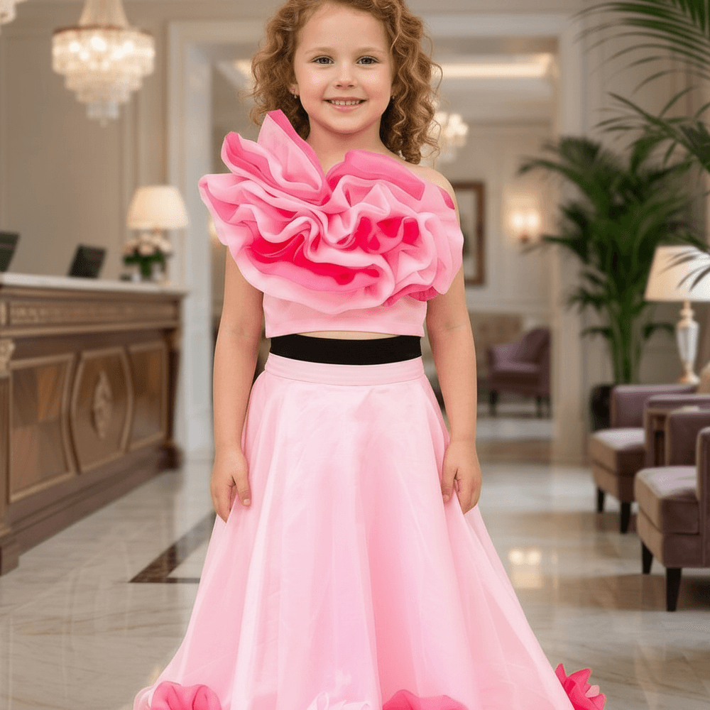 Girls light pink lehenga set M260188