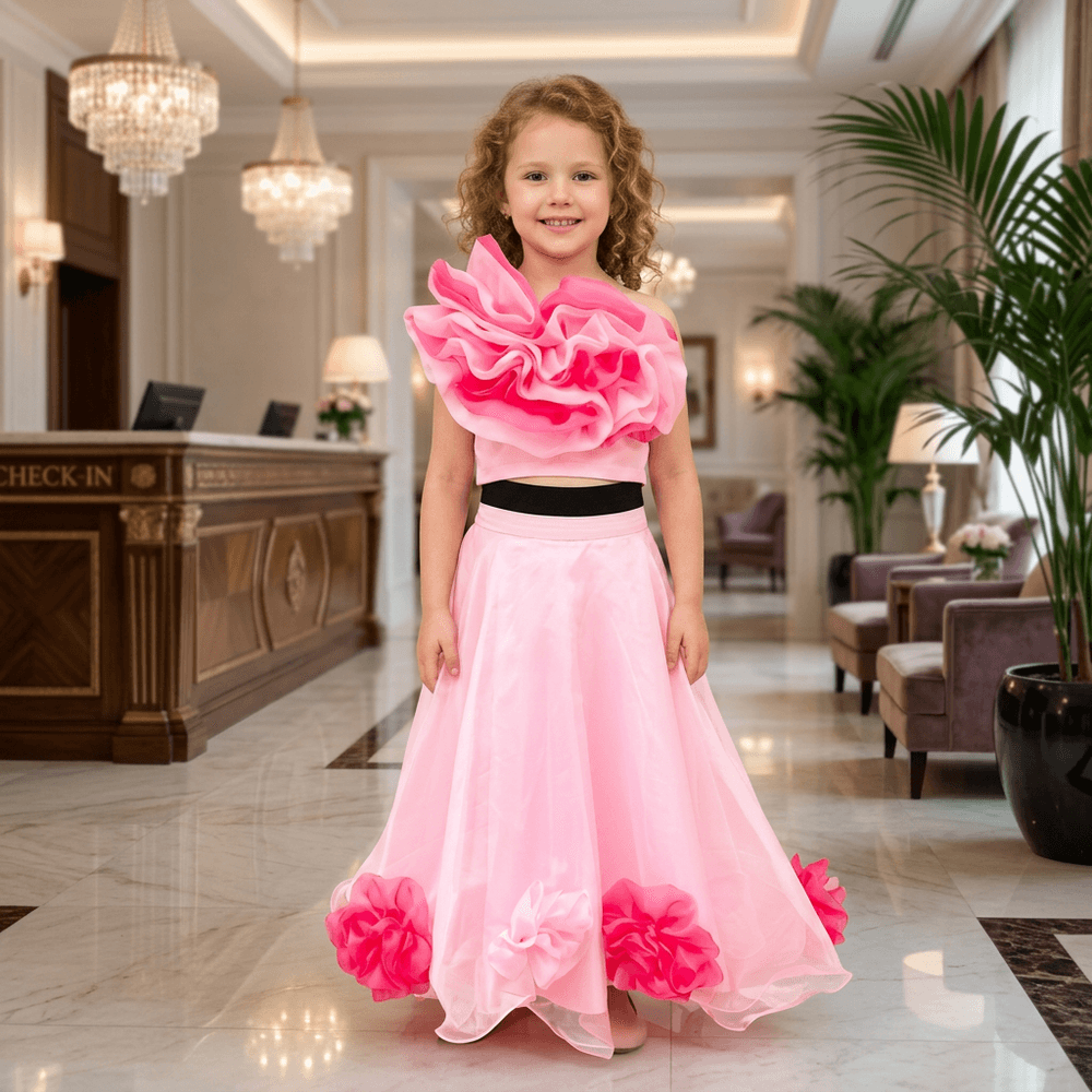 Girls light pink lehenga set M260188