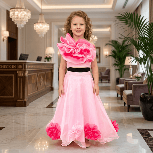 Girls light pink lehenga set M260188