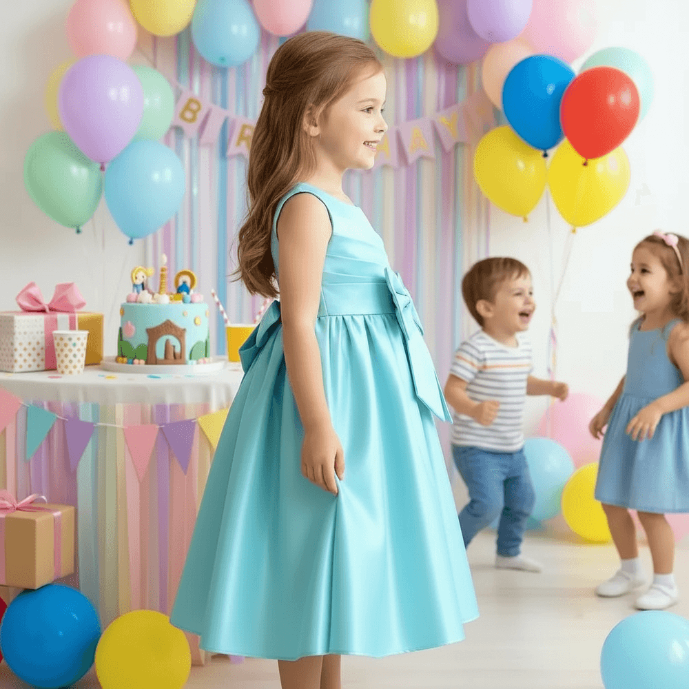 Girls sky blue  Party dress M260190