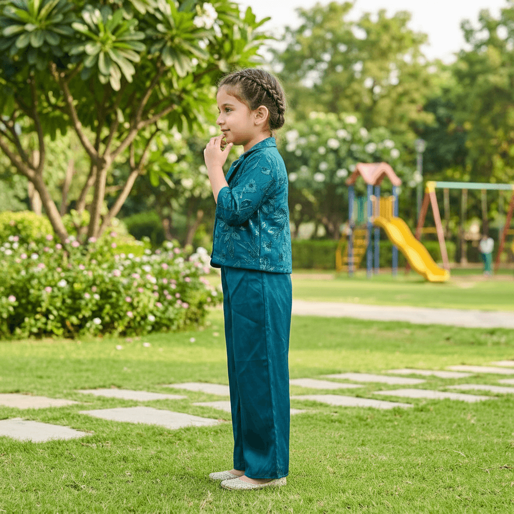 Teal blue party dress for girls-M260194