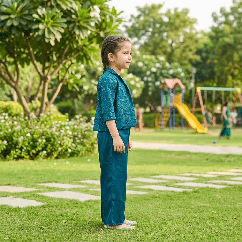 Teal blue party dress for girls-M260194