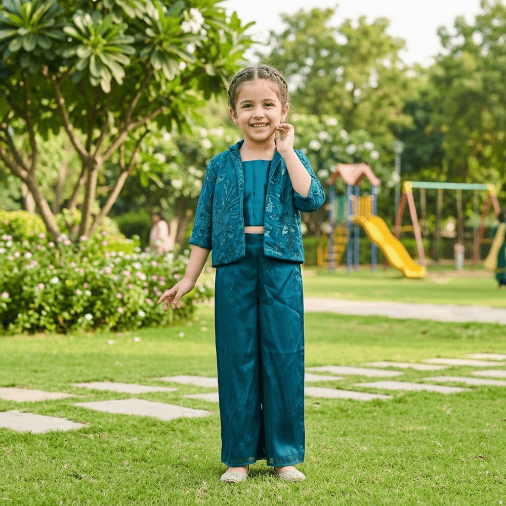 Teal blue party dress for girls-M260194