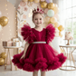 Magenta party frock for girls-M260198