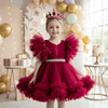 Magenta party frock for girls-M260198