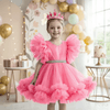 Peach party frock for girls-M260200