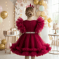 Magenta party frock for girls-M260198