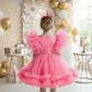 Peach party frock for girls-M260200