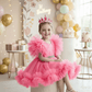 Peach party frock for girls-M260200