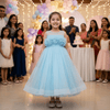 Sky blue party frock for girls-M260201