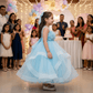Sky blue party frock for girls-M260201