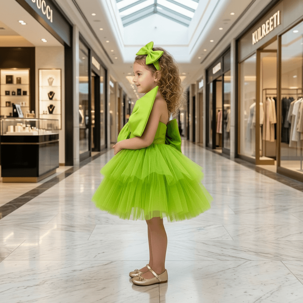 Green party frock for girls-M260202