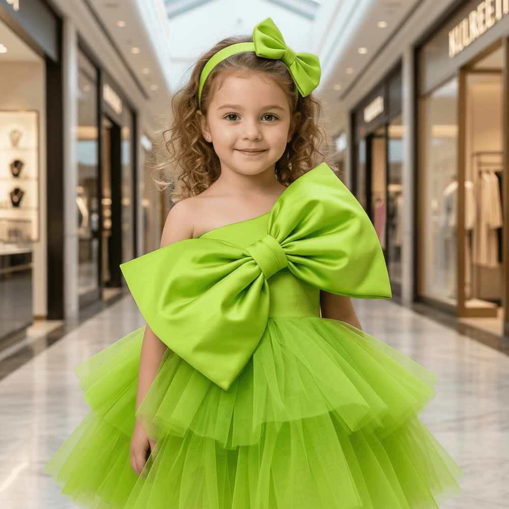 Green party frock for girls-M260202