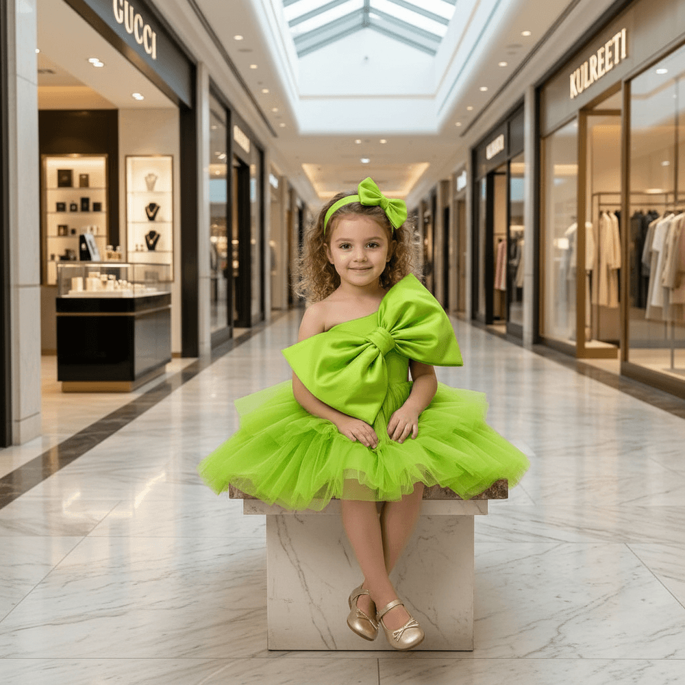 Green party frock for girls-M260202