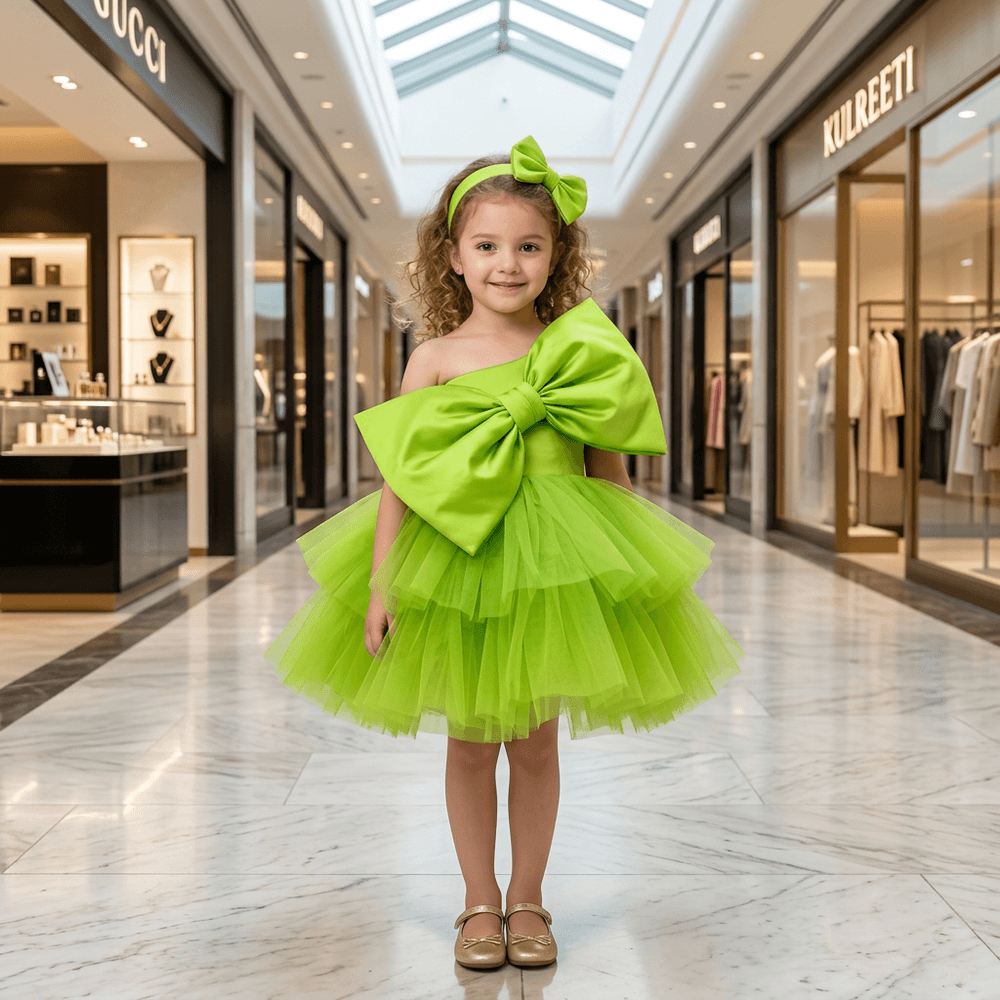 Green party frock for girls-M260202