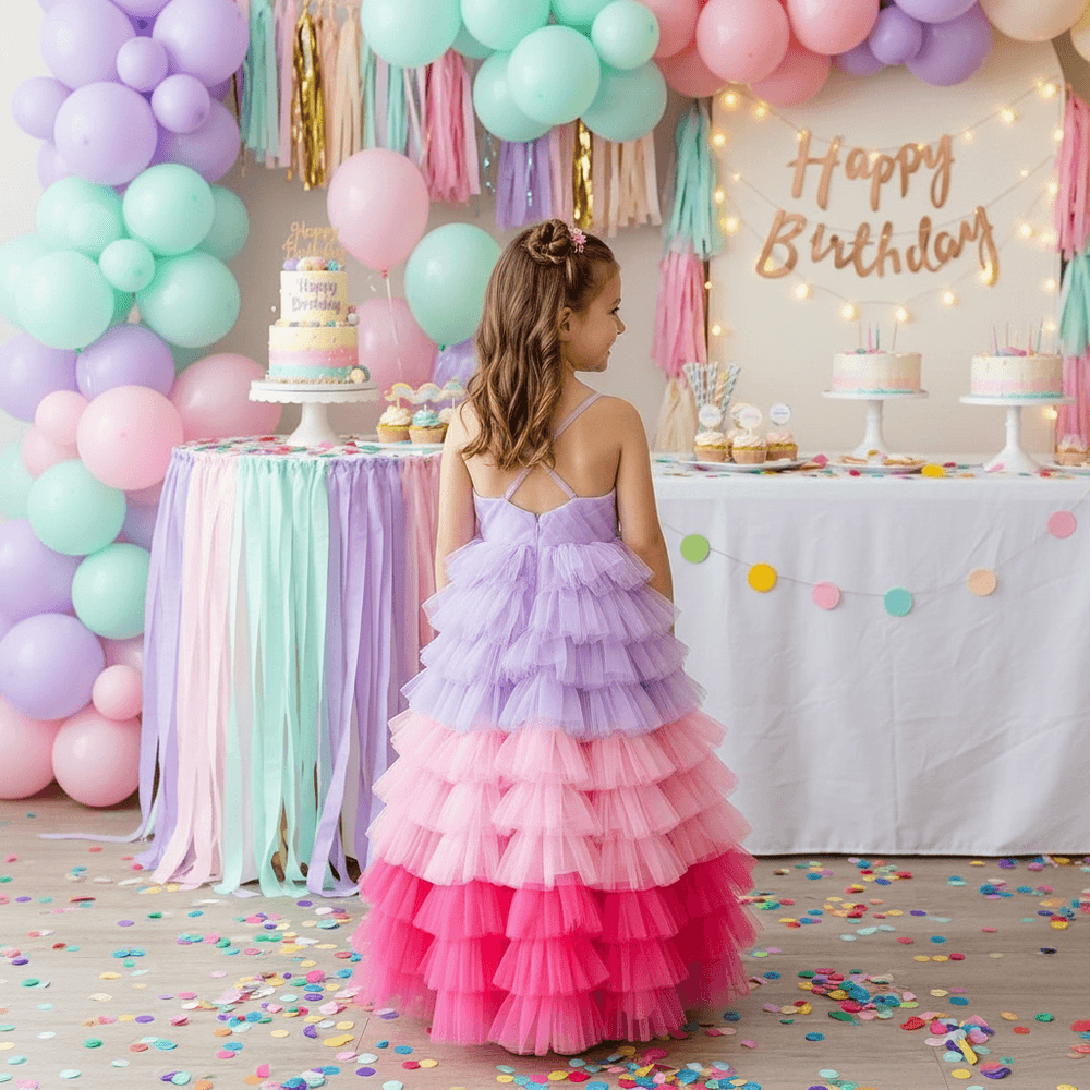 Multicolor party frock for girls-M260203