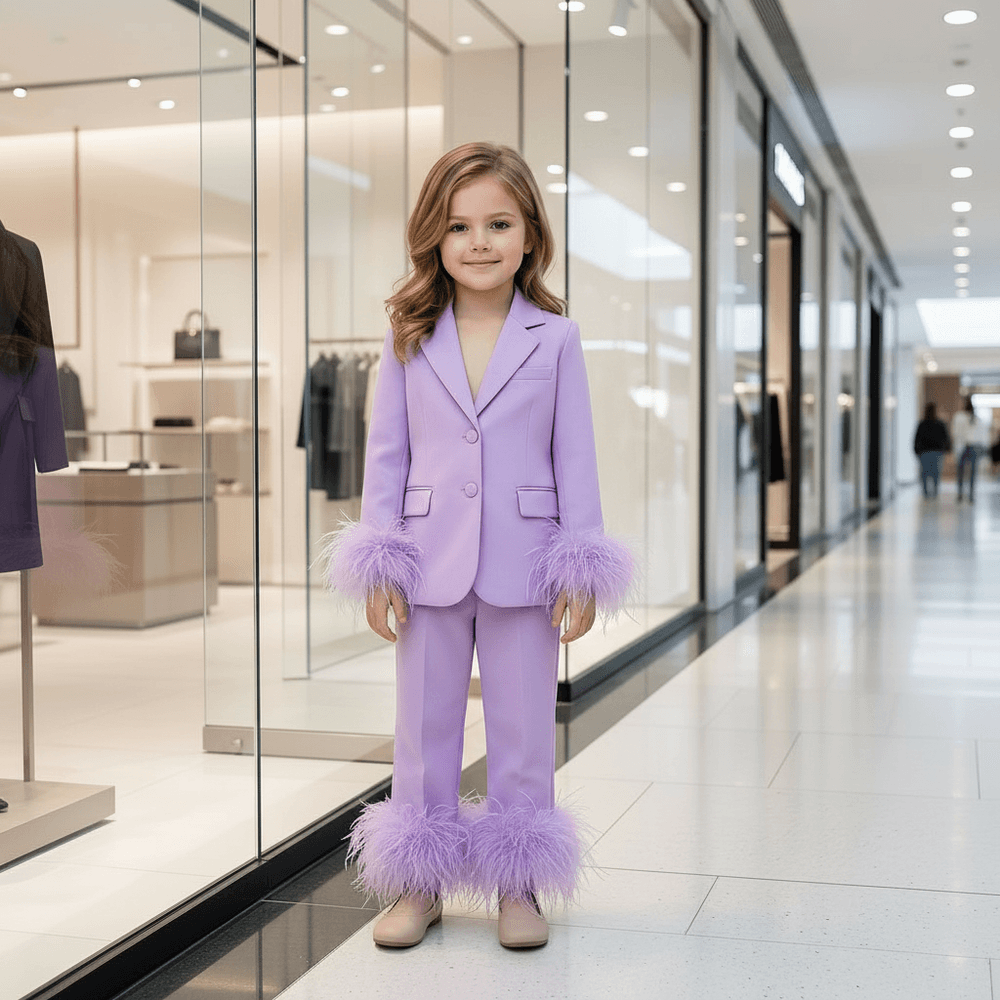 lavender coat pant for girls-M260204