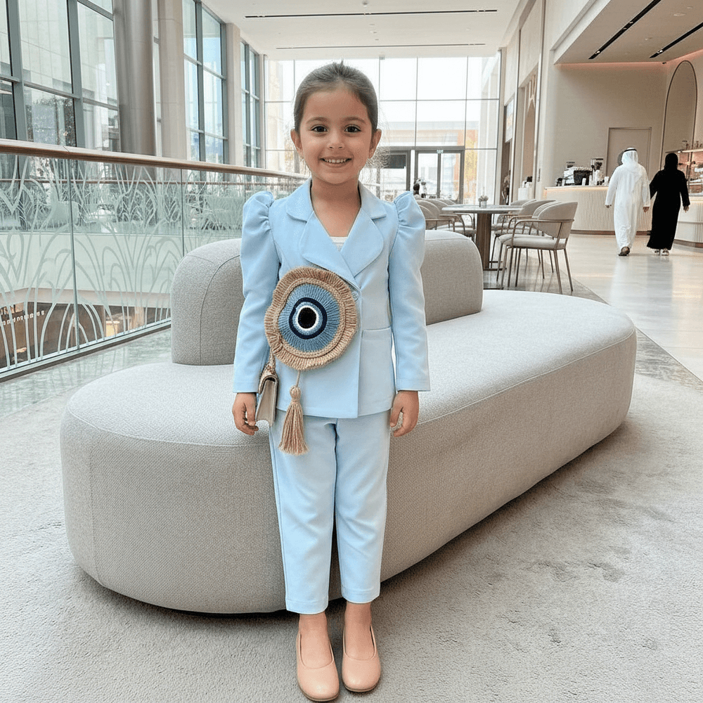 Sky blue coat pant for girls-M260205