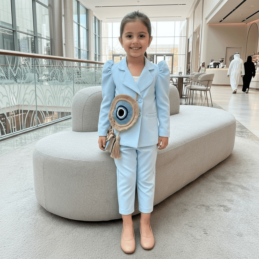 Sky blue coat pant for girls-M260205