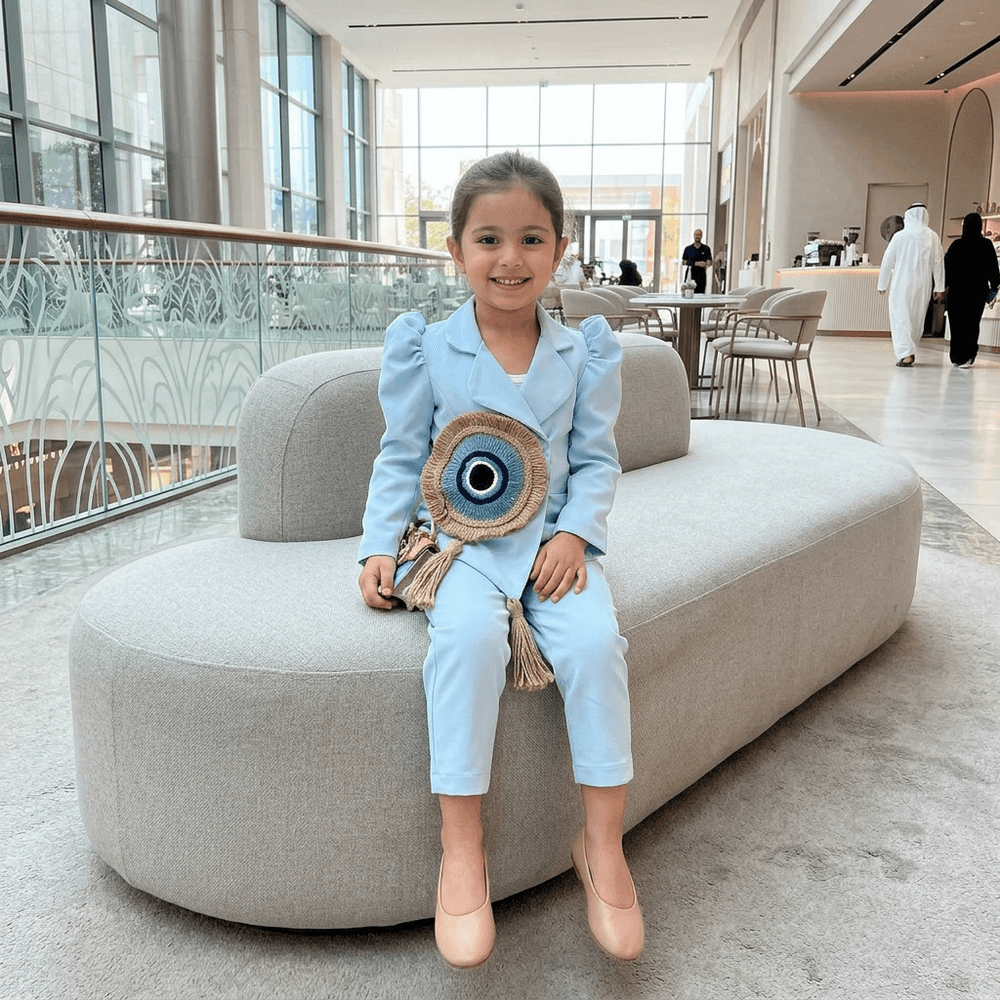 Sky blue coat pant for girls-M260205