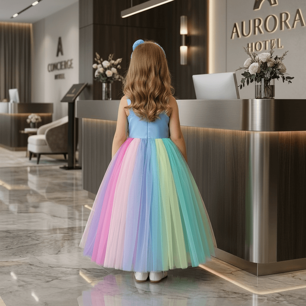 Multicolor party frock for girls-M260206
