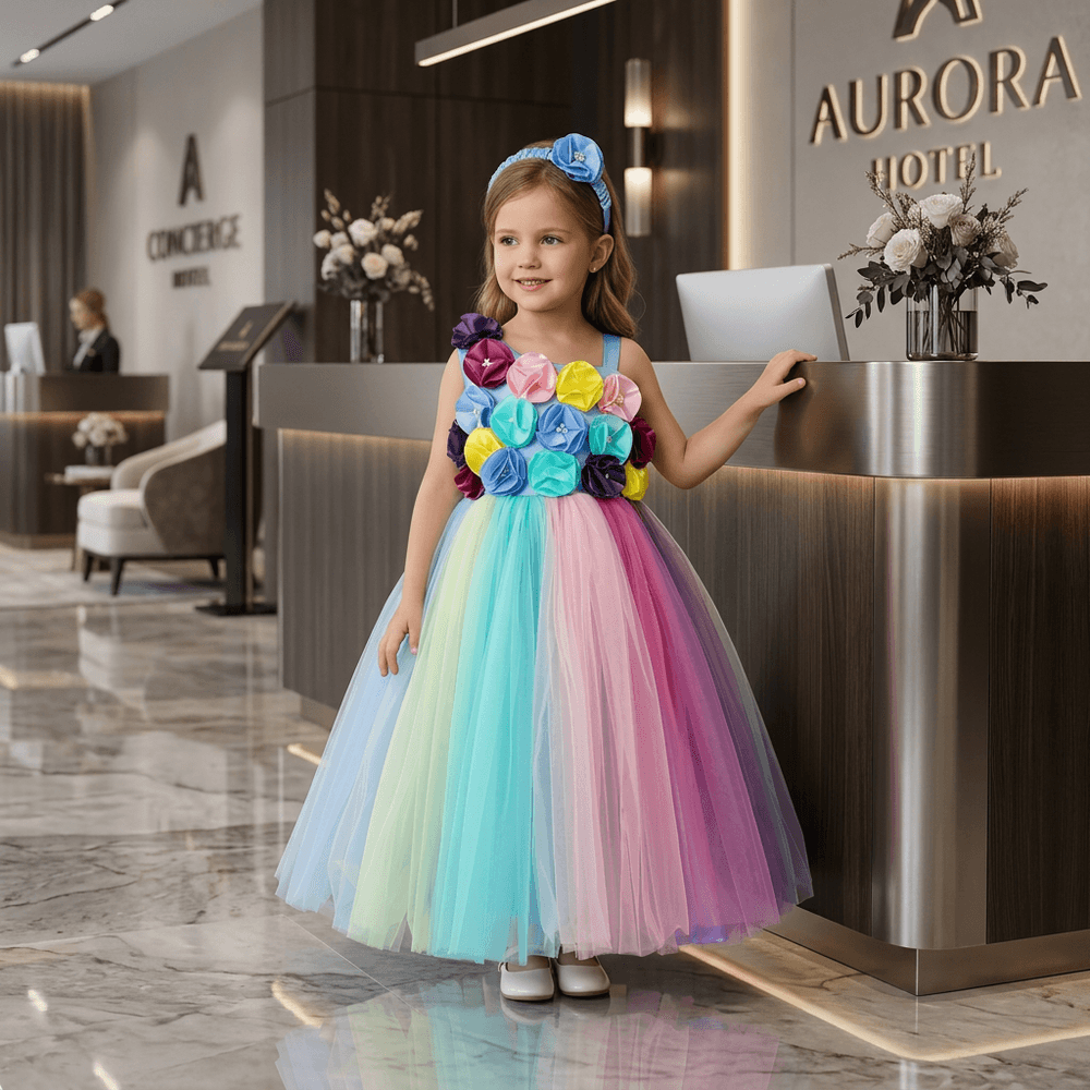 Multicolor party frock for girls-M260206