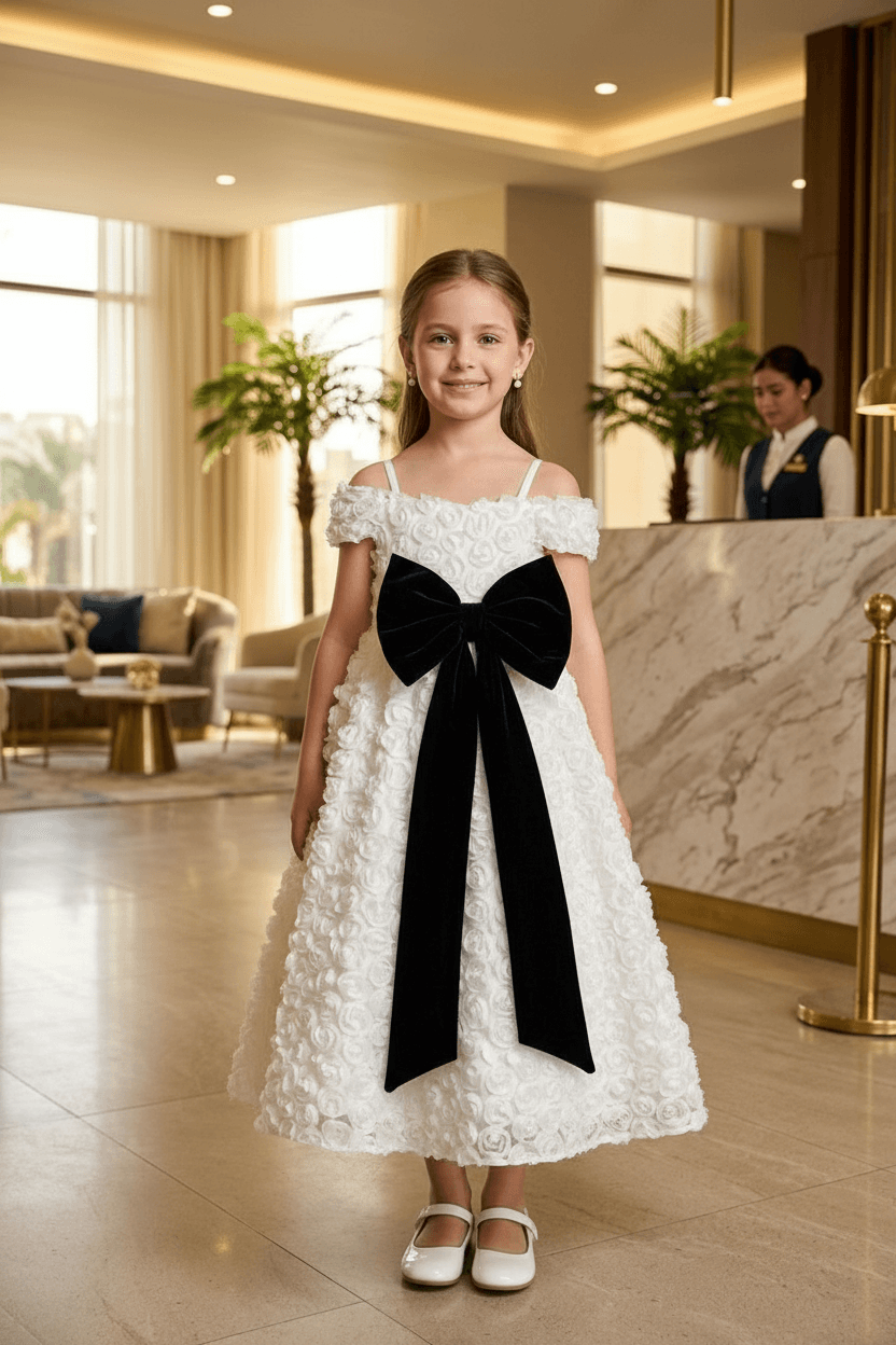 White party frock for girls-M260207