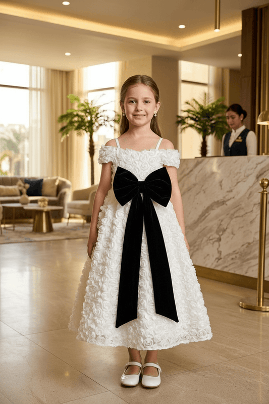 White party frock for girls-M260207