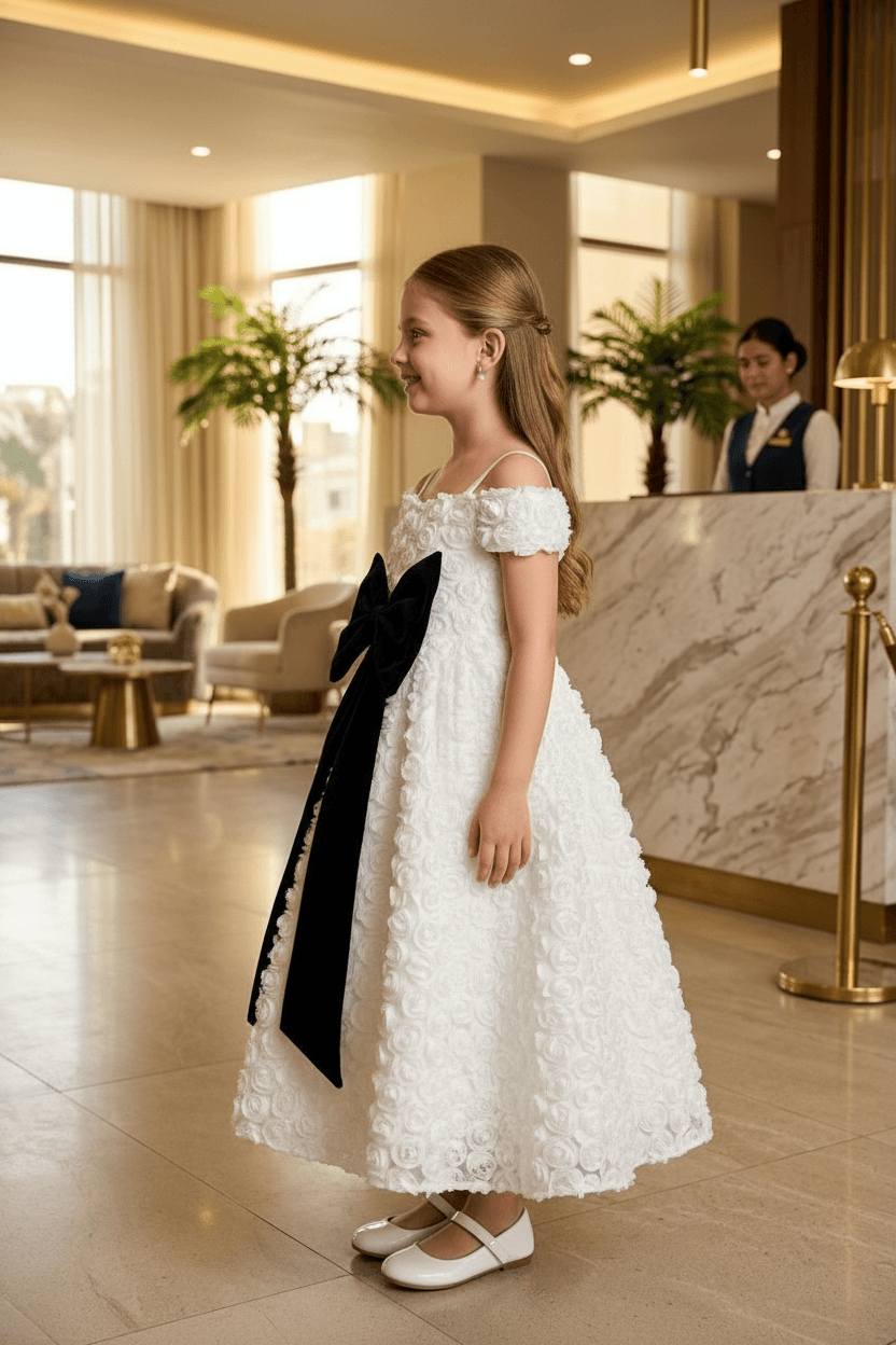 White party frock for girls-M260207
