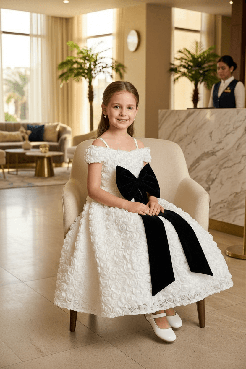 White party frock for girls-M260207