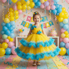 Yellow party frock for girls-M260208