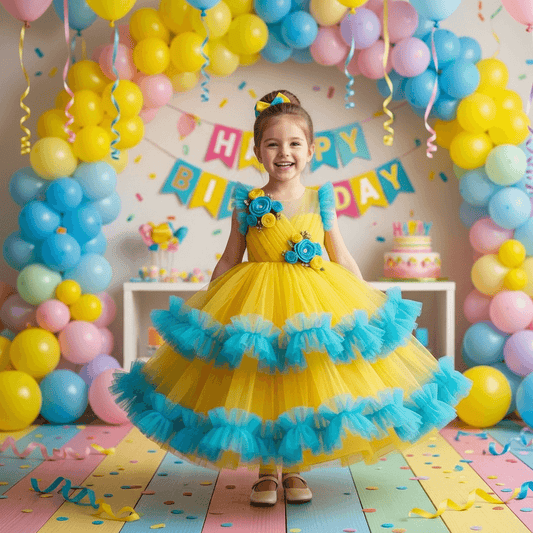 Yellow party frock for girls-M260208