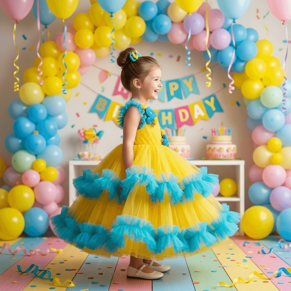Yellow party frock for girls-M260208