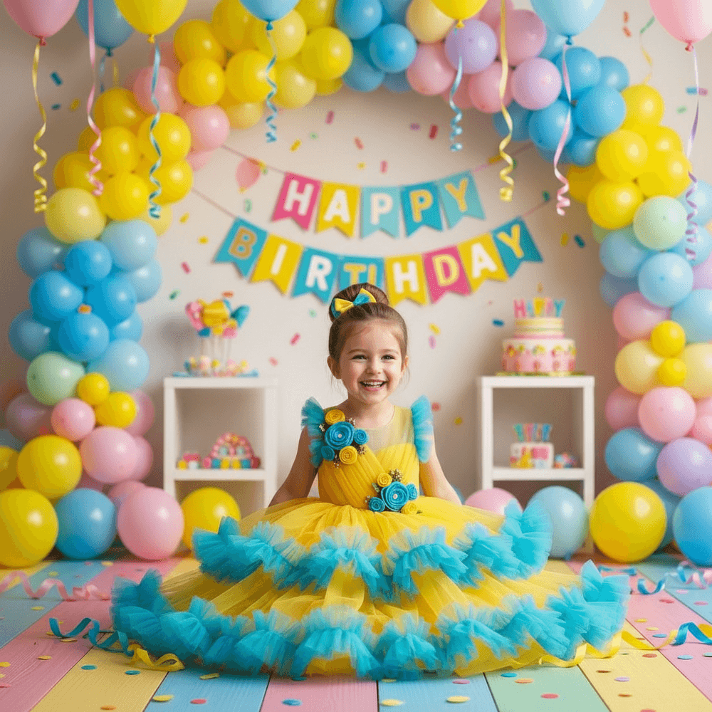 Yellow party frock for girls-M260208