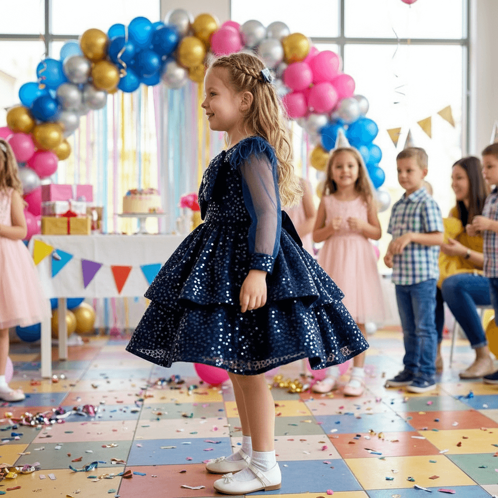 Girls blue casual frock m260210