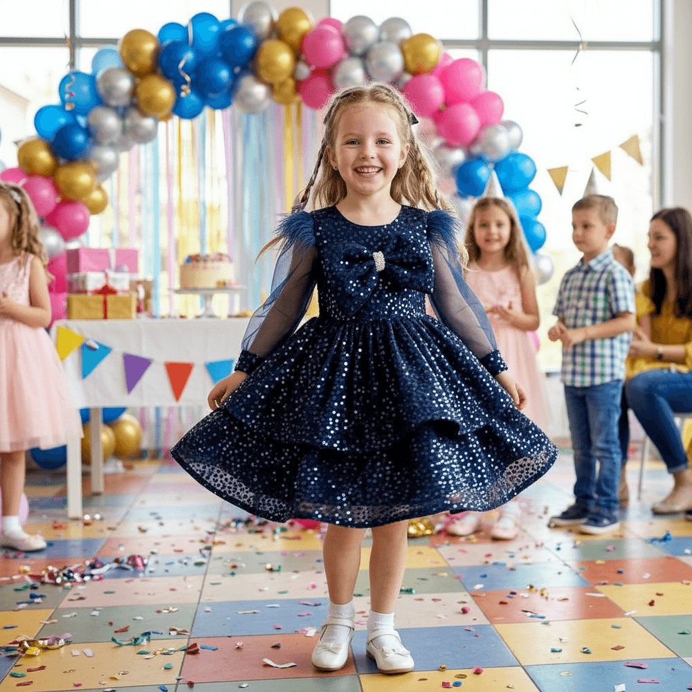 Girls blue casual frock m260210