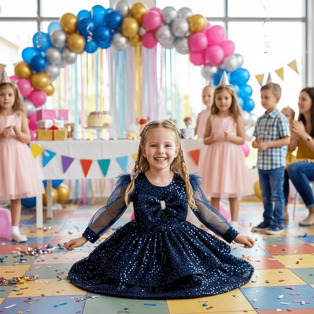 Girls blue casual frock m260210