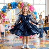 Girls blue casual frock m260210