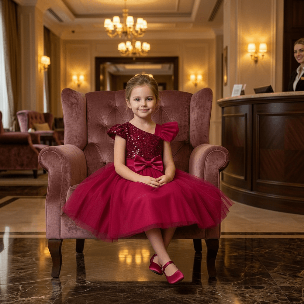 Magenta party frock for girls-M260213