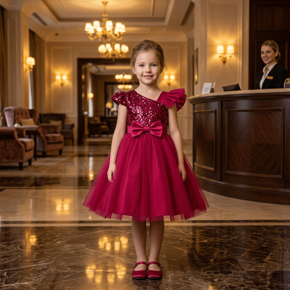 Magenta party frock for girls-M260213