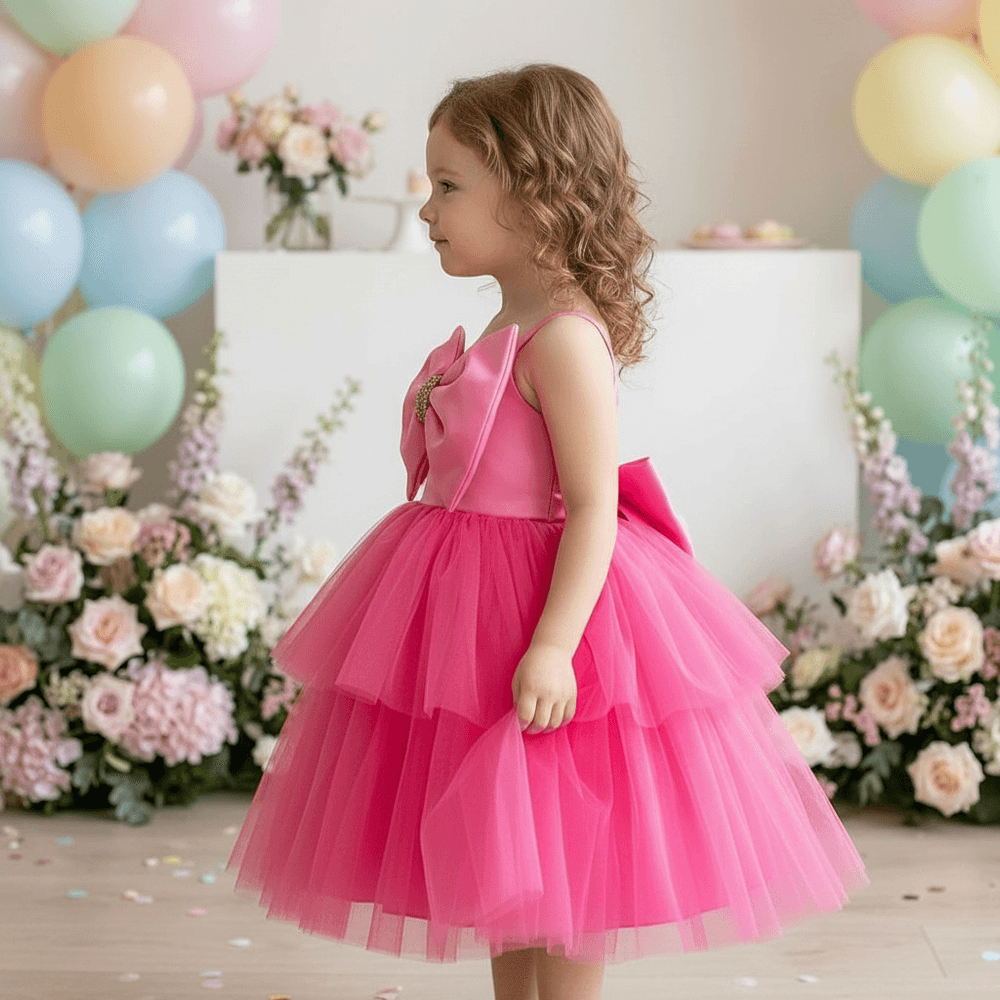 pink party frock for girls-M260216