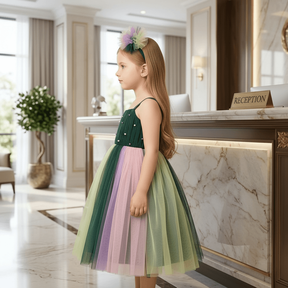 Multicolor party frock for girls-M260217