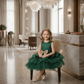 Green party frock for girls-M260218