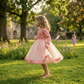 Peach party frock for girls-M260220