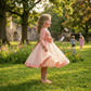 Peach party frock for girls-M260220