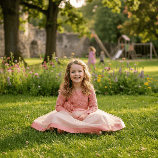 Peach party frock for girls-M260220