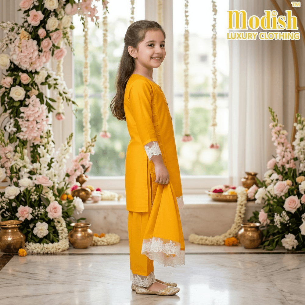 Yellow suit salwar for girls-M260224