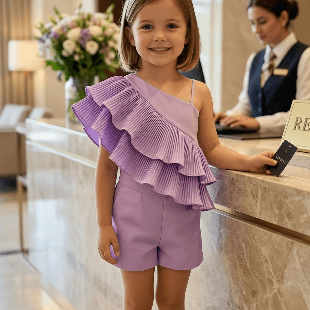 lavender casual dress for girls-M260226