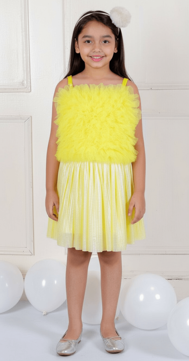 Yellow top skirt for girls-M260231